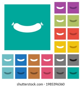 Wurst mehrfarbige flache Symbole auf einfarbigem Hintergrund. Weiße und dunklere Icon-Variationen für Hover oder aktive Effekte.