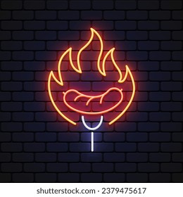 Sausage neon icon on light background. Vector illustration