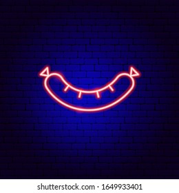 Sausage Neon Sign. Vector Illustration of Barbecue Promotion.