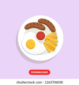 Sausage omlette icon modern vector style