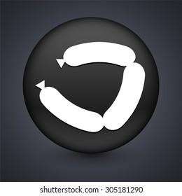 Sausage on Black Round Button