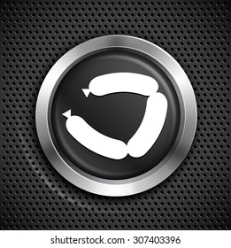 Sausage on Black Round Button