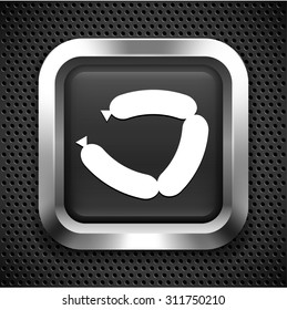 Sausage on Black Square Button