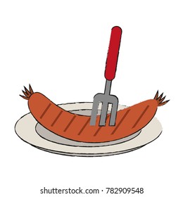 Sausage on dish