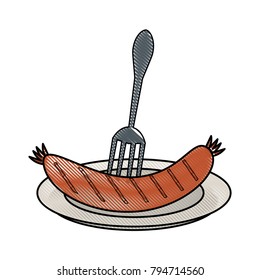 Sausage on dish