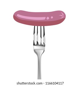 
Sausage on the fork.