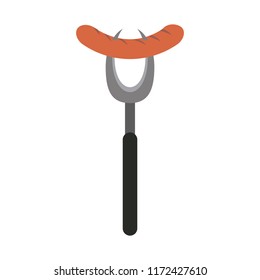 Sausage on fork