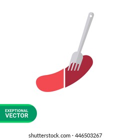 Sausage on fork