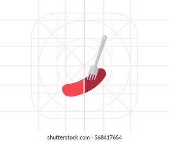 Sausage on fork