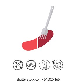 Sausage on fork