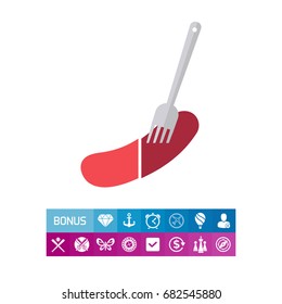 Sausage on fork