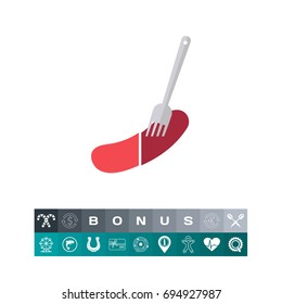Sausage on fork