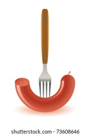 sausage on a fork