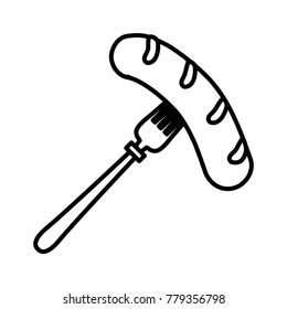 Sausage on fork