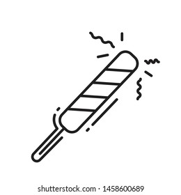 Sausage on fork barbecue  line icon logo design