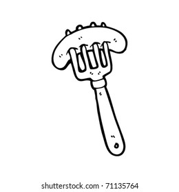 sausage on fork cartoon