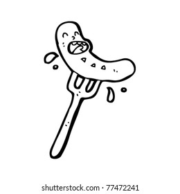 sausage on fork cartoon