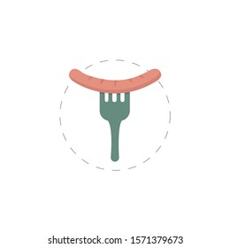 Sausage on fork colorful vector flat icon. Sausage on fork colorful vector flat icon. Sausage on fork colorful vector flat icon. 