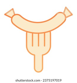 Sausage on fork flat icon. Grill sausage orange icons in trendy flat style. Hot sausage gradient style design, designed for web and app. Eps 10