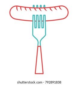 sausage on fork fresh food image