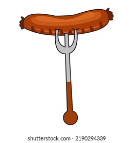 Wurst auf einer Gabel, hervorgehoben