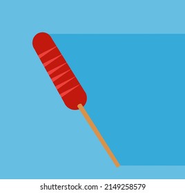 Sausage on fork icon. Flat illustration of sausage on fork vector icon for web