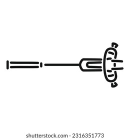 Sausage on fork icon outline vector. Bbq meat. Cook roast