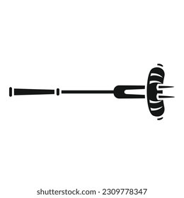 Sausage on fork icon simple vector. Bbq meat. Cook roast