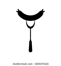 sausage on the fork icon, vector illustration