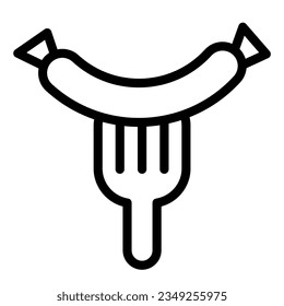 Sausage on fork line icon. Grill sausage vector illustration isolated on white. Hot sausage outline style designed for and app.