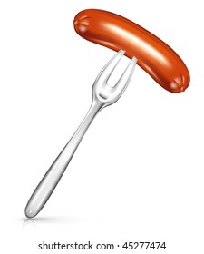 Sausage on the fork, mesh