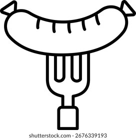 Salsicha em um Ícone de Contorno de Bifurcação