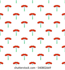 Sausage on fork pattern. Cartoon illustration of sausage on fork vector pattern for web
