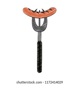Sausage on fork scribble