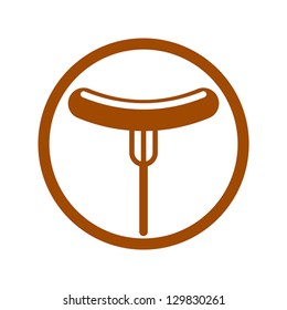 Sausage on fork simplistic vector icon.