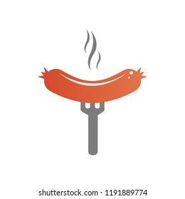 Sausage on the fork with smoke illustration