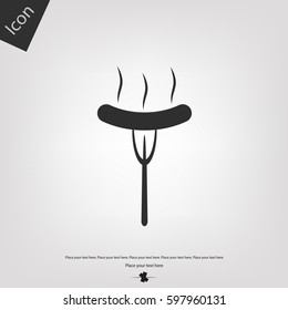 Sausage on fork vector icon