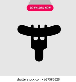 Sausage on a Fork Vector Icon, The symbol of sausage on the fork. Simple, modern flat vector illustration for mobile app, website or desktop app 
