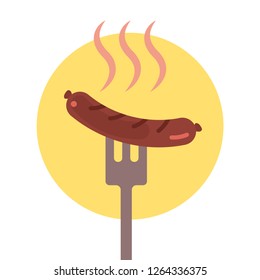 Sausage on a fork. Vector illustration EPS10