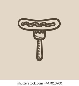 Wurst auf Gabel, Vektorgrafik Symbol einzeln auf Hintergrund. Handgezeichnete Wurst auf Gabelsymbol. Wurst auf Gabelskizze Symbol für Infografik, Website oder App.