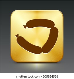 Sausage on Gold Square Button