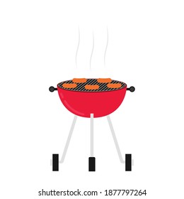 Salchicha en un vector de parrilla.
