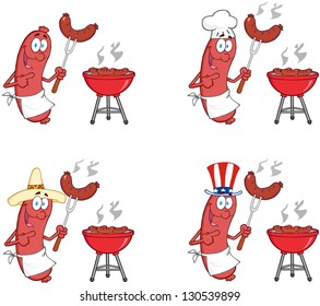 Sausage on Picnic. Vector Collection