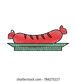 sausage on plate vector illustration