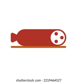 Sausage on a tray. Vector logo and icon.