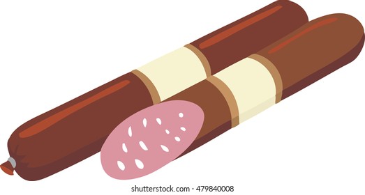 Sausage on white background for your design. Vector illustration. Sausage a cervelat web icon