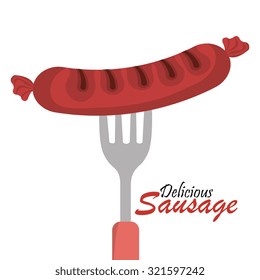 Sausage over  white background, vector illustration