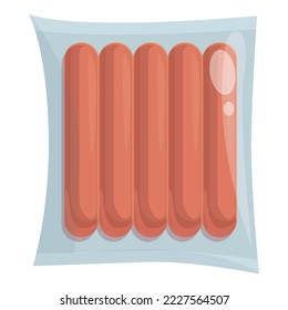 Sausage pack icon cartoon vector. Food bag. Vacuum pack