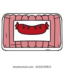 sausage pack illustration hand drawn isolated vector
