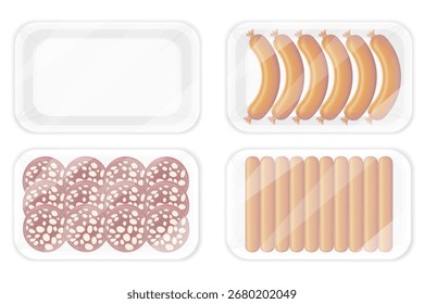 Wurst auf der Packung Cartoon-Stock, Vektorgrafik einzeln auf weißem Hintergrund